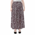 Umber Floral Bohemian Pattern Print Chiffon Maxi Skirt