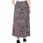 Umber Floral Bohemian Pattern Print Chiffon Maxi Skirt