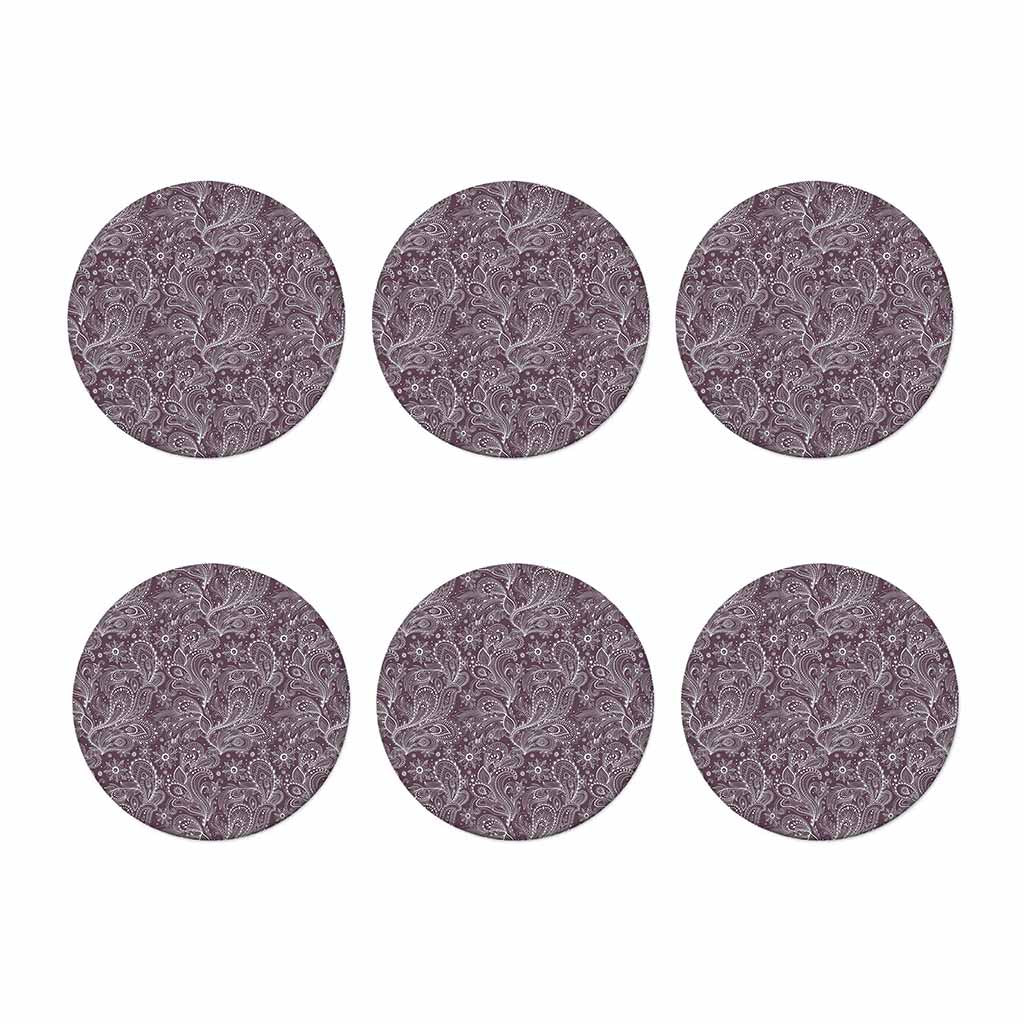 Umber Floral Bohemian Pattern Print Coaster Set