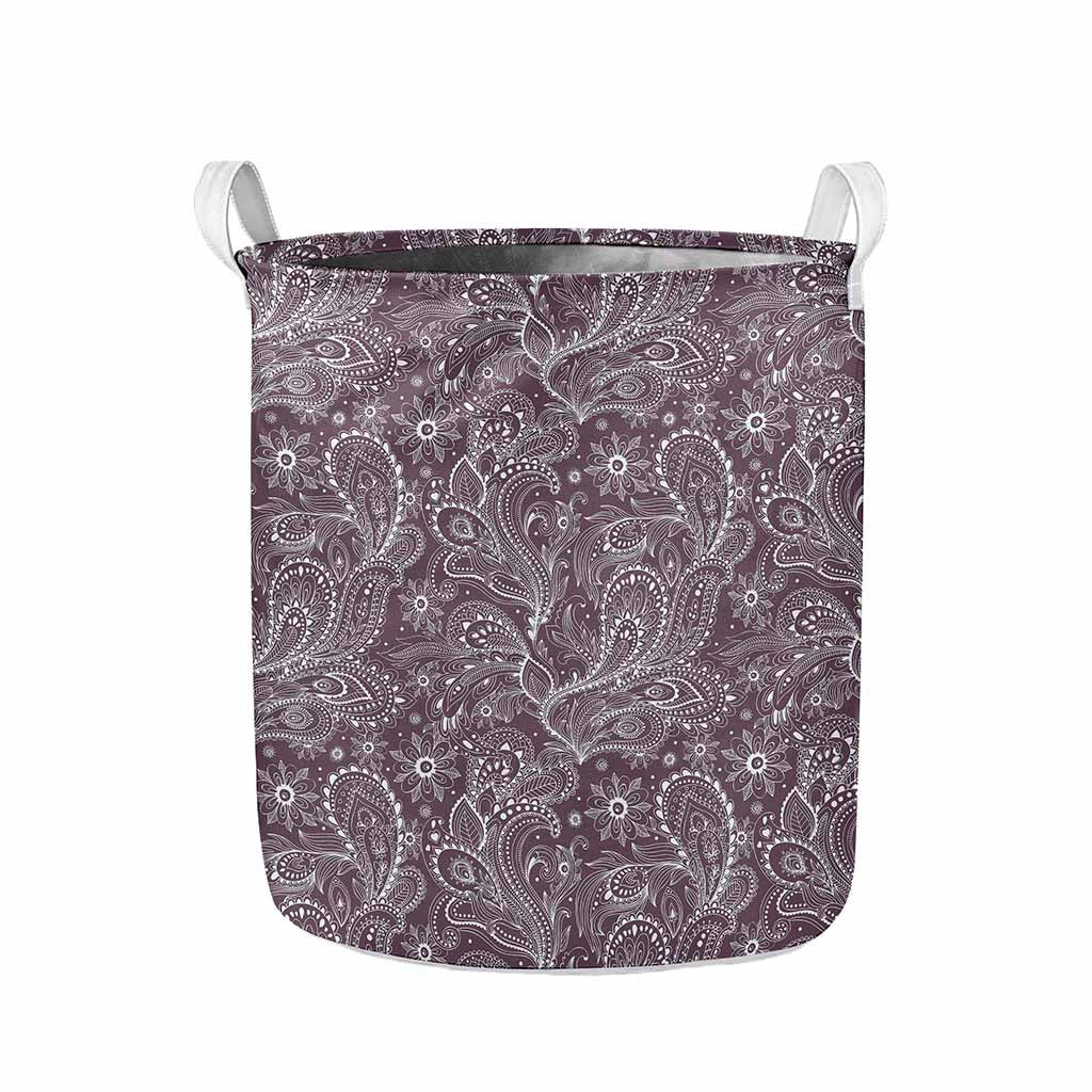 Umber Floral Bohemian Pattern Print Collapsible Laundry Basket