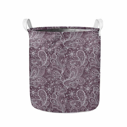 Umber Floral Bohemian Pattern Print Collapsible Laundry Basket