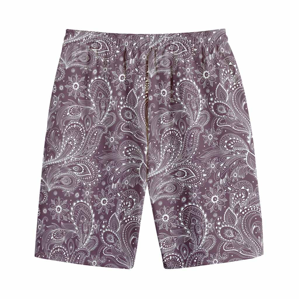 Umber Floral Bohemian Pattern Print Cotton Shorts