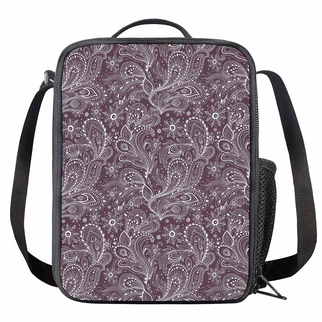 Umber Floral Bohemian Pattern Print Crossbody Lunch Bag