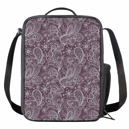 Umber Floral Bohemian Pattern Print Crossbody Lunch Bag