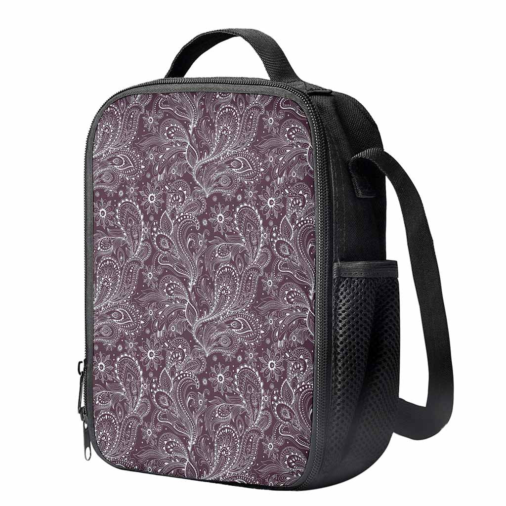 Umber Floral Bohemian Pattern Print Crossbody Lunch Bag