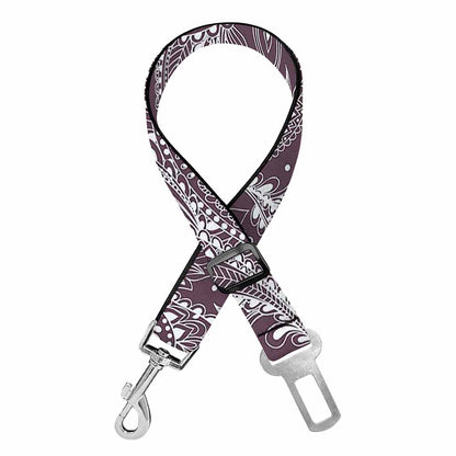 Umber Floral Bohemian Pattern Print Dog Seat Belt