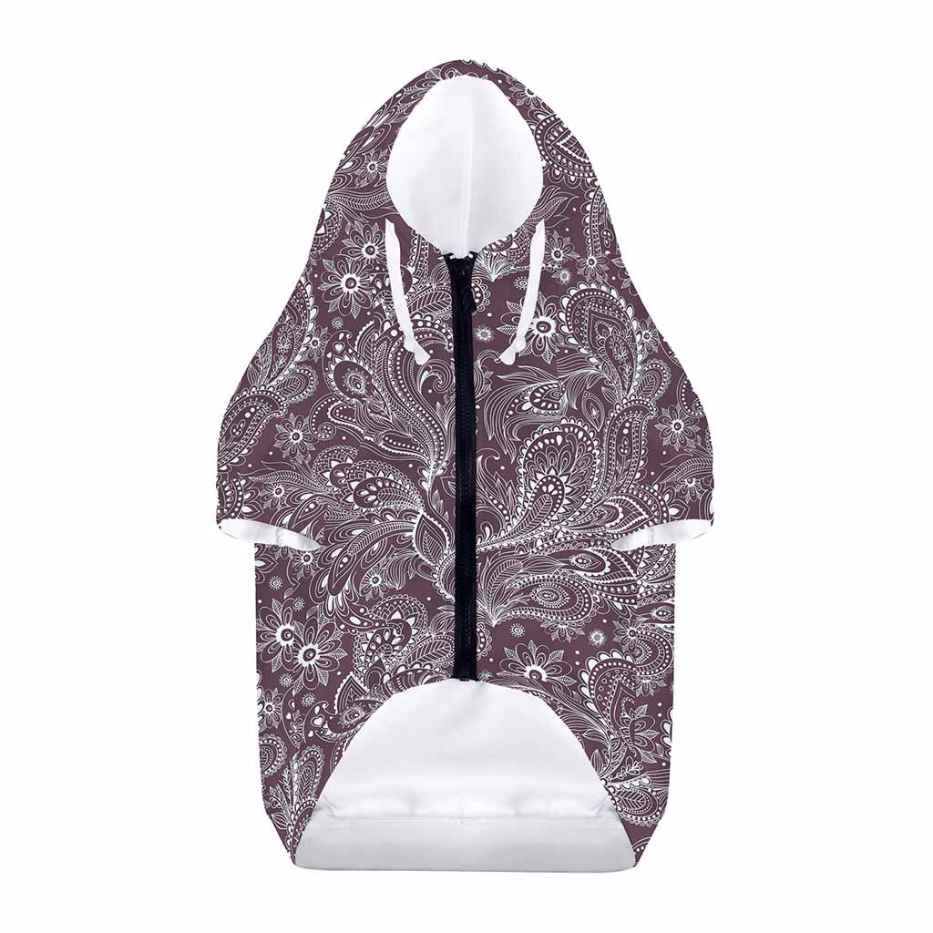 Umber Floral Bohemian Pattern Print Dog Zip Up Hoodie