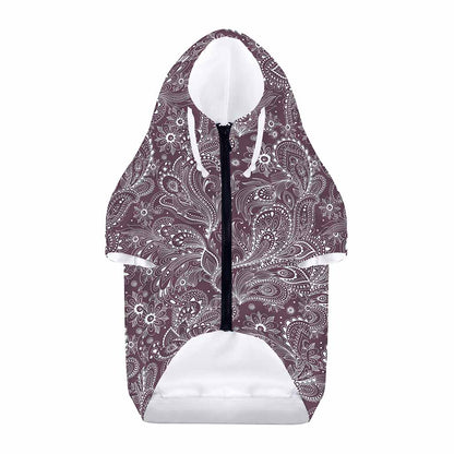 Umber Floral Bohemian Pattern Print Dog Zip Up Hoodie