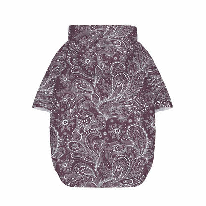 Umber Floral Bohemian Pattern Print Dog Zip Up Hoodie