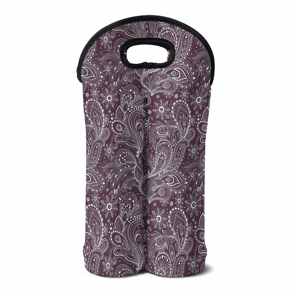 Umber Floral Bohemian Pattern Print Double Neoprene Wine Tote
