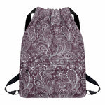 Umber Floral Bohemian Pattern Print Drawstring Backpack
