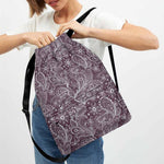 Umber Floral Bohemian Pattern Print Drawstring Backpack