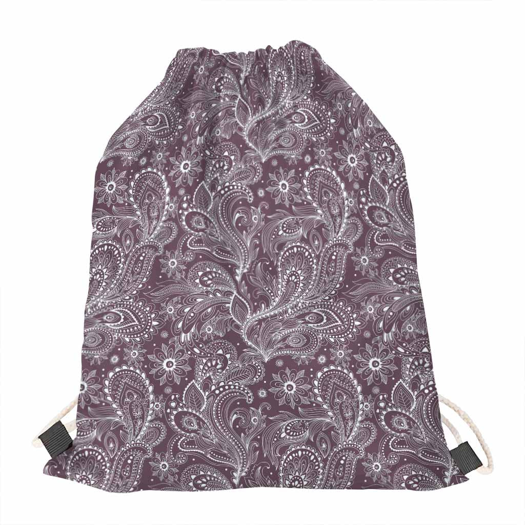 Umber Floral Bohemian Pattern Print Drawstring Bag