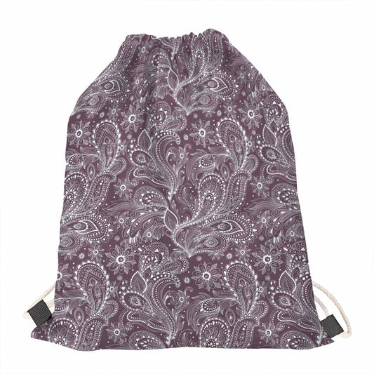 Umber Floral Bohemian Pattern Print Drawstring Bag