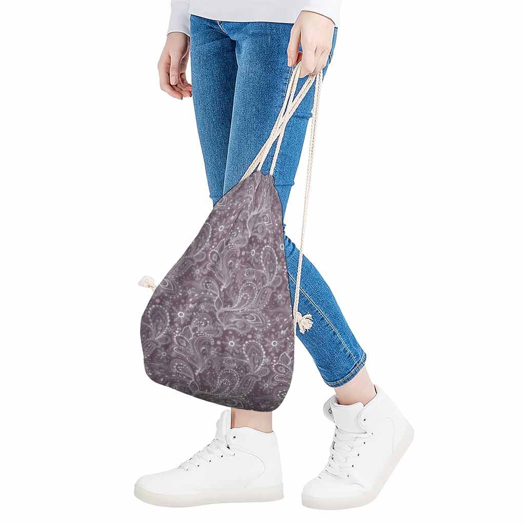 Umber Floral Bohemian Pattern Print Drawstring Bag