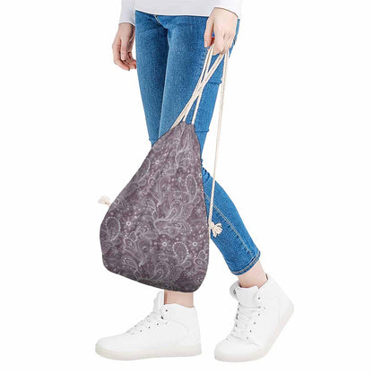 Umber Floral Bohemian Pattern Print Drawstring Bag