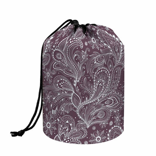 Umber Floral Bohemian Pattern Print Drawstring Makeup Bag