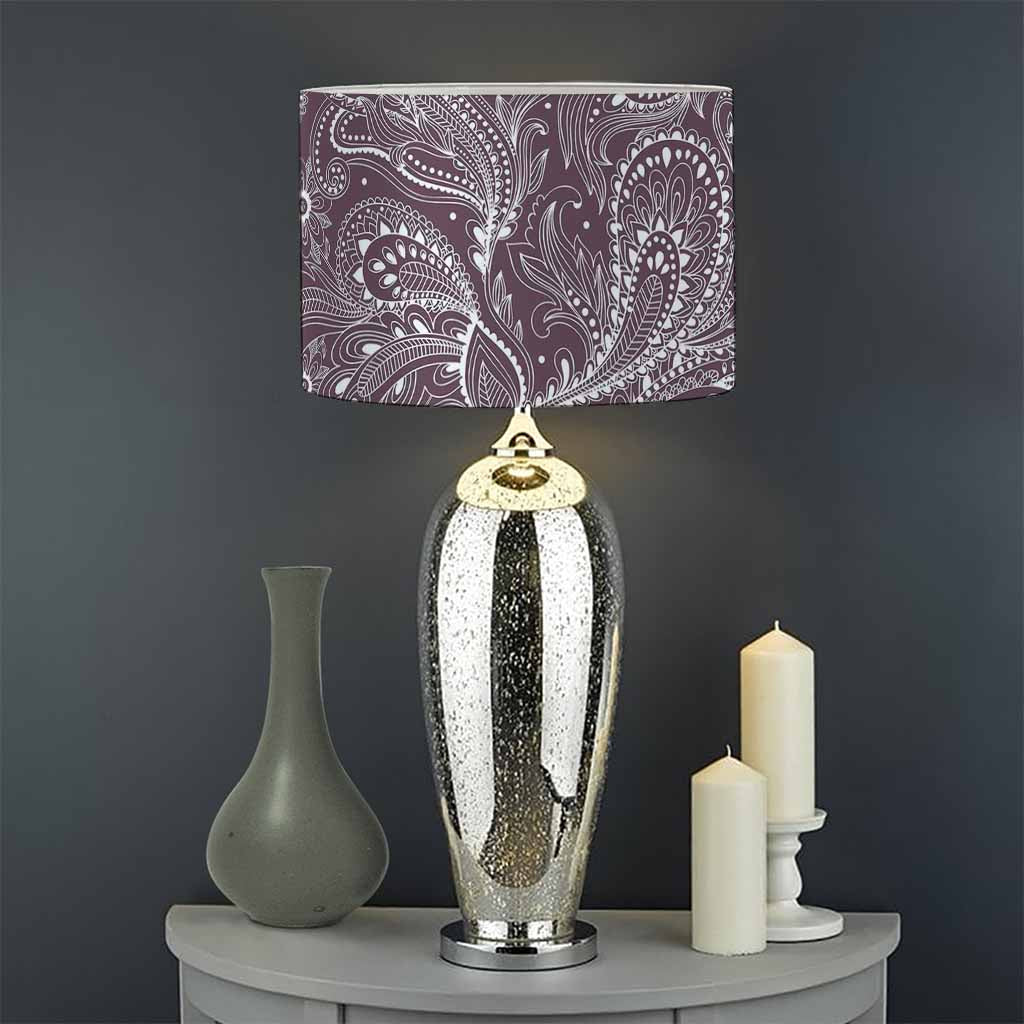 Umber Floral Bohemian Pattern Print Drum Lamp Shade