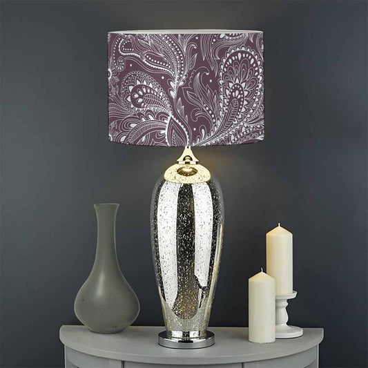 Umber Floral Bohemian Pattern Print Drum Lamp Shade
