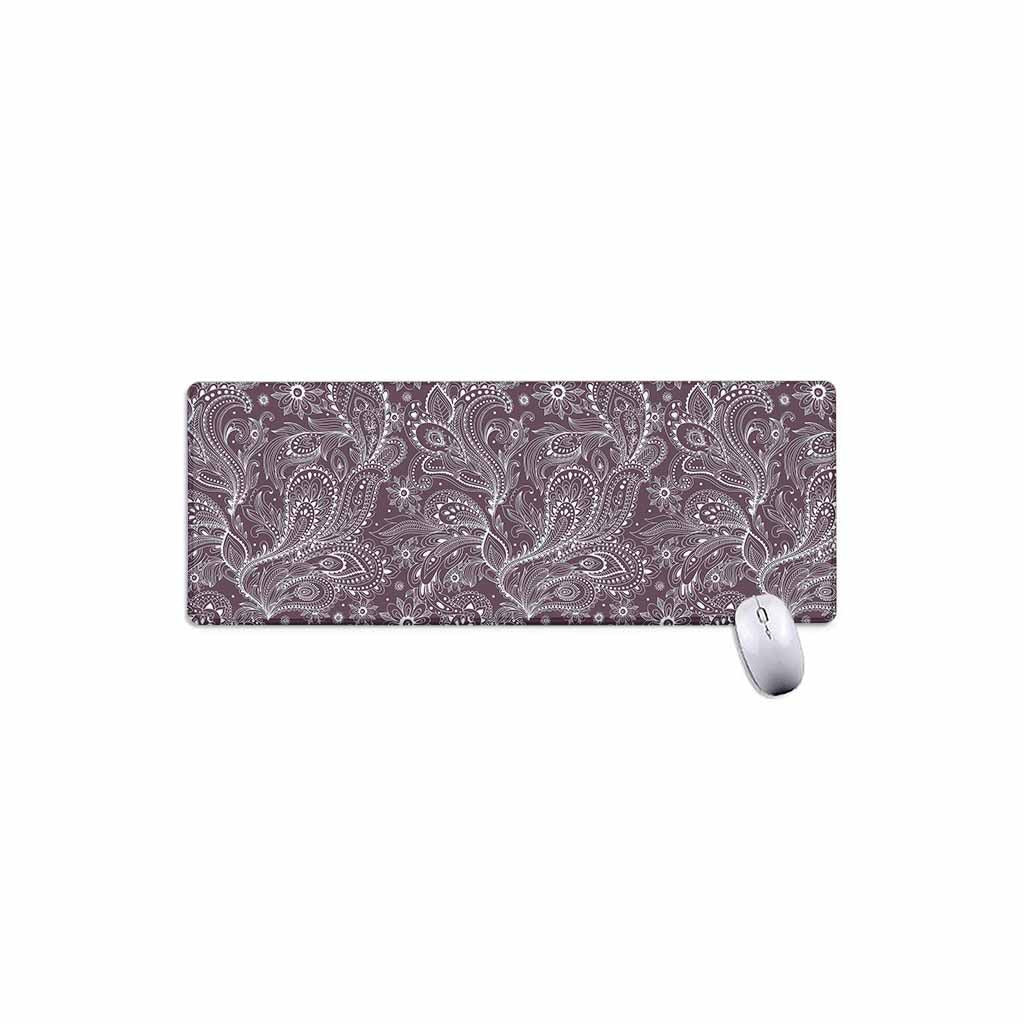 Umber Floral Bohemian Pattern Print Extended Mouse Pad