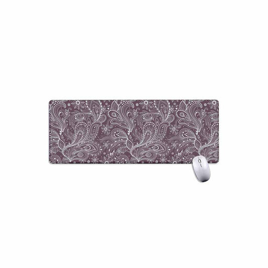 Umber Floral Bohemian Pattern Print Extended Mouse Pad