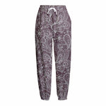Umber Floral Bohemian Pattern Print Fleece Lined Knit Pants