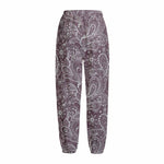 Umber Floral Bohemian Pattern Print Fleece Lined Knit Pants