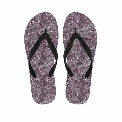 Umber Floral Bohemian Pattern Print Flip Flops