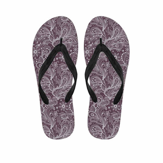 Umber Floral Bohemian Pattern Print Flip Flops