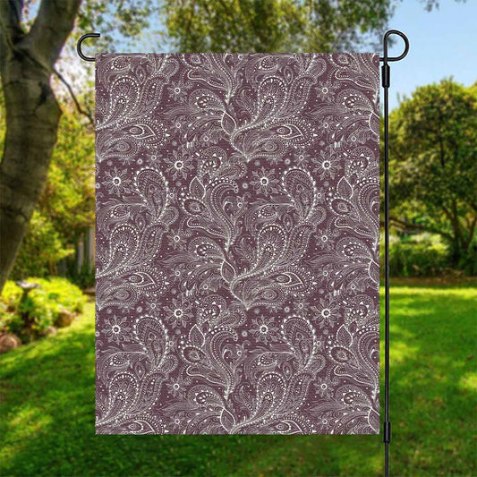 Umber Floral Bohemian Pattern Print Garden Flag
