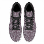 Umber Floral Bohemian Pattern Print High Top Leather Sneakers