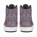 Umber Floral Bohemian Pattern Print High Top Leather Sneakers