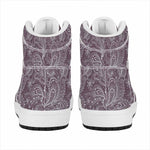 Umber Floral Bohemian Pattern Print High Top Leather Sneakers