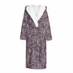 Umber Floral Bohemian Pattern Print Hooded Bathrobe