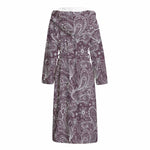 Umber Floral Bohemian Pattern Print Hooded Bathrobe