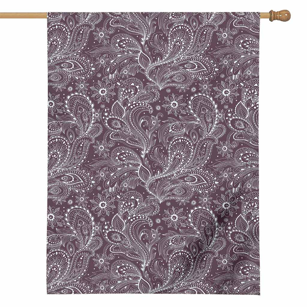 Umber Floral Bohemian Pattern Print House Flag