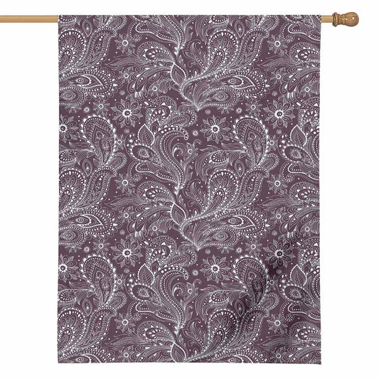 Umber Floral Bohemian Pattern Print House Flag