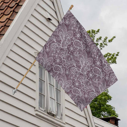 Umber Floral Bohemian Pattern Print House Flag