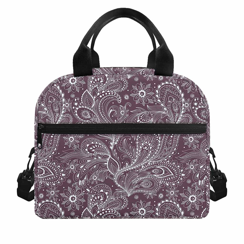 Umber Floral Bohemian Pattern Print Insulated Lunch Bag