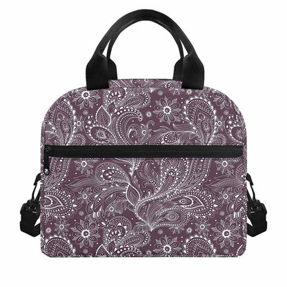 Umber Floral Bohemian Pattern Print Insulated Lunch Bag