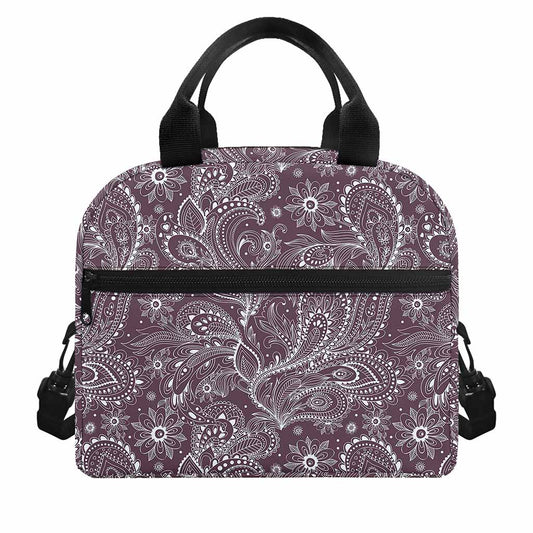 Umber Floral Bohemian Pattern Print Insulated Lunch Bag