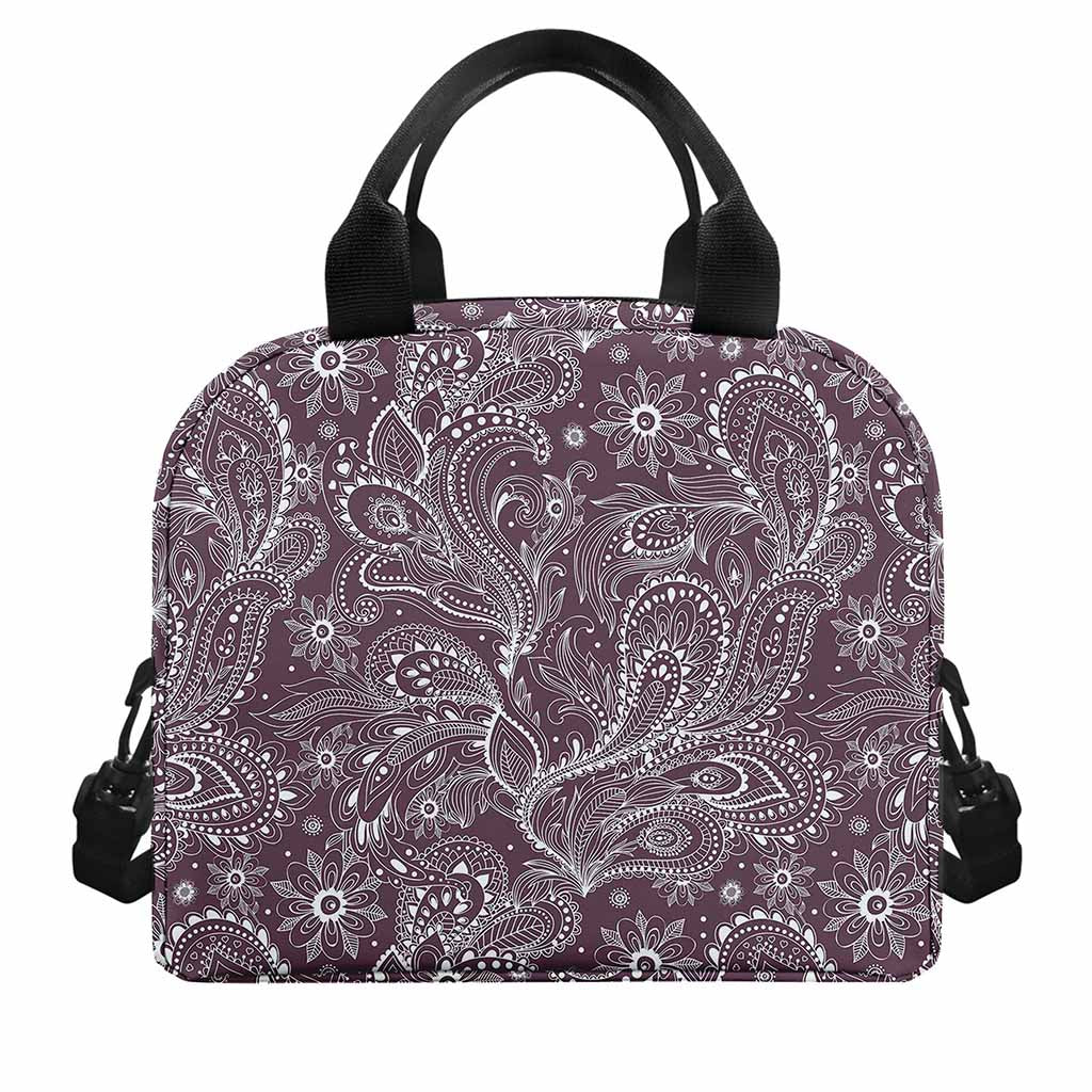 Umber Floral Bohemian Pattern Print Insulated Lunch Bag