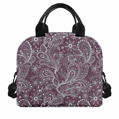 Umber Floral Bohemian Pattern Print Insulated Lunch Bag