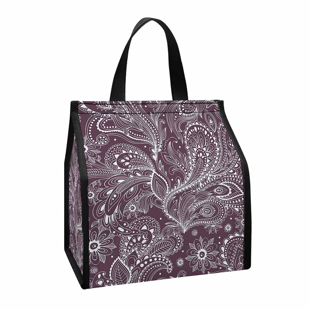 Umber Floral Bohemian Pattern Print Insulated Lunch Tote