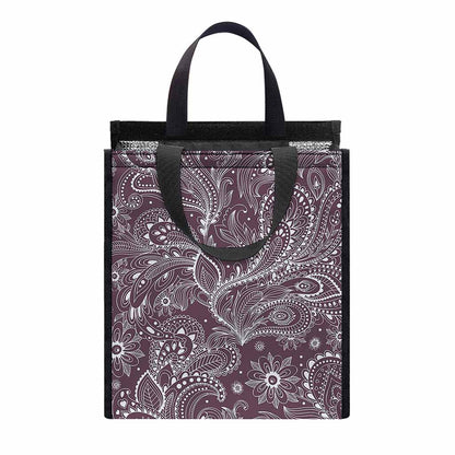 Umber Floral Bohemian Pattern Print Insulated Lunch Tote