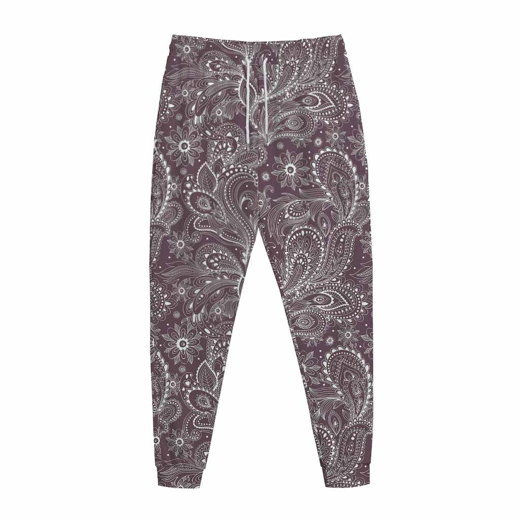 Umber Floral Bohemian Pattern Print Jogger Pants