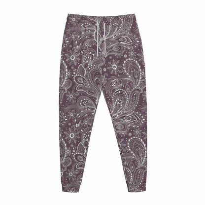 Umber Floral Bohemian Pattern Print Jogger Pants