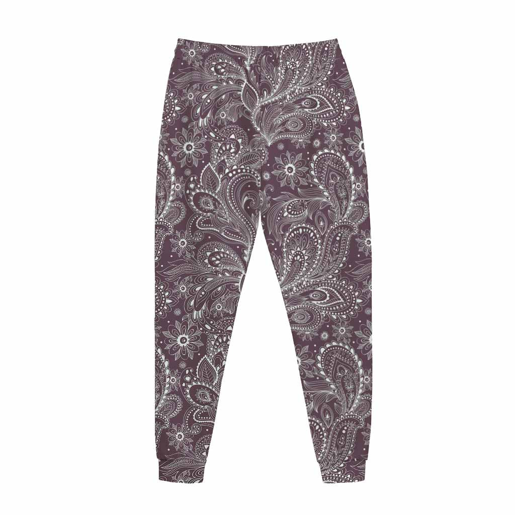 Umber Floral Bohemian Pattern Print Jogger Pants