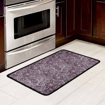 Umber Floral Bohemian Pattern Print Kitchen Mat