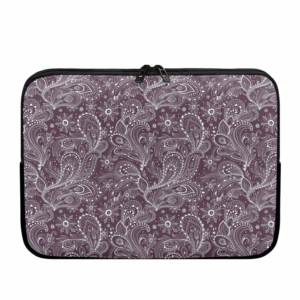 Umber Floral Bohemian Pattern Print Laptop Sleeve